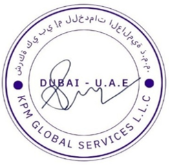 KPM Global Services authorized signature and company stamp